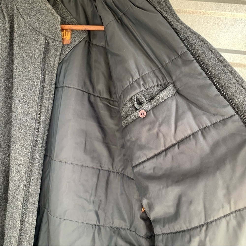 Grizzly Mens Wool Blend size XL Charcoal Gray Bomber Full Zip Coat - Picture 7 of 9